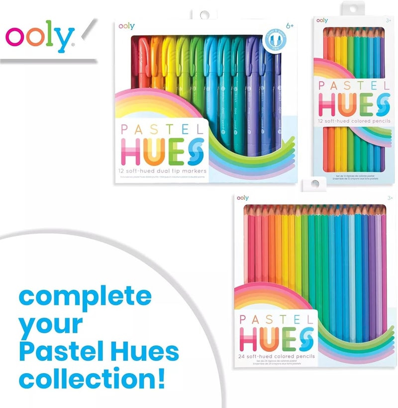 Ooly Pastel Hues Dual Tip Markers - Set of 12 Water Based Colors, Chisel and Point Tip on Each Marker for Kids, Double Ended Markers for Art Supplies & Stationery Sets - Image 5